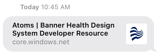 Banner Health favicon in an iMessage