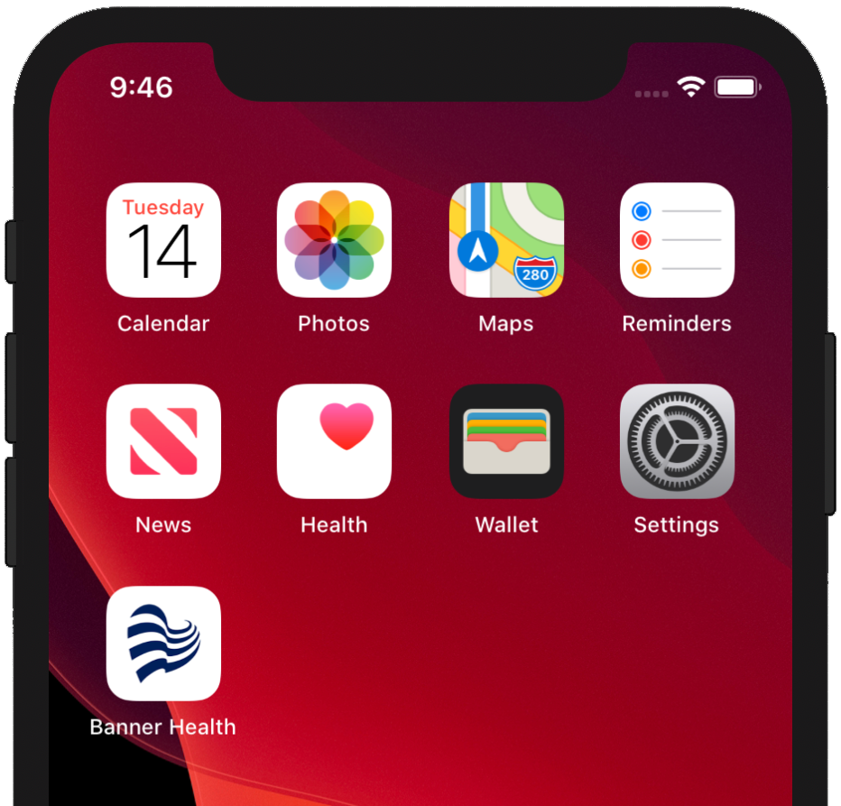 Banner Health touch icon on an iPhone